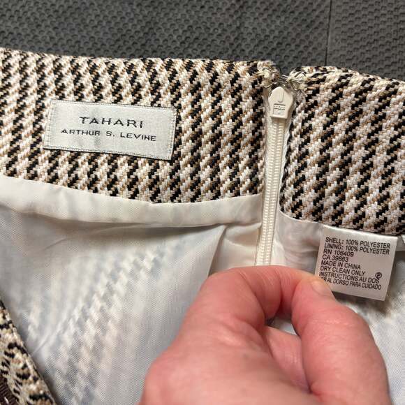 Tahari ASL Women's Houndstooth Fringe Pencil Skirt - Picture 2 of 6